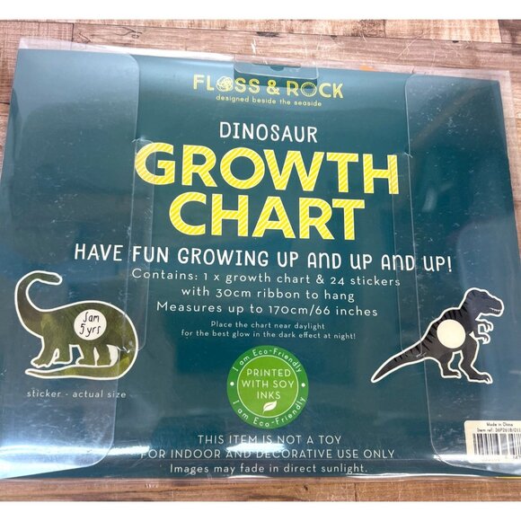 Floss & Rock Dinosaur Glow in The Dark Growth Chart - Picture 2 of 3